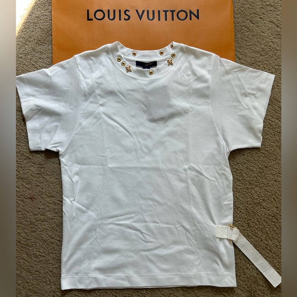 Louis Vuitton side strap White Short Sleeve Tee